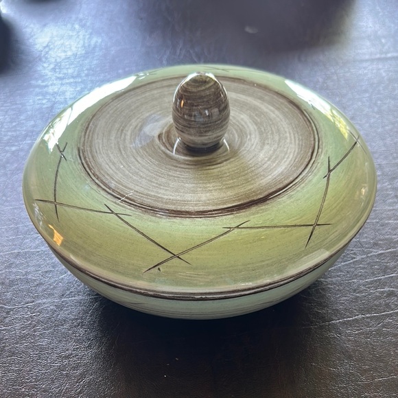 Green and Brown Ceramic Lidded Bowl